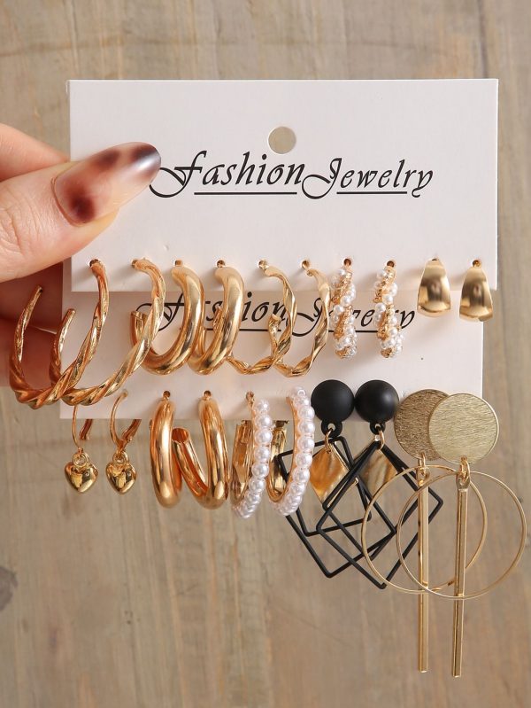 20pcs Faux Pearl & Heart Decor Earrings Valentines