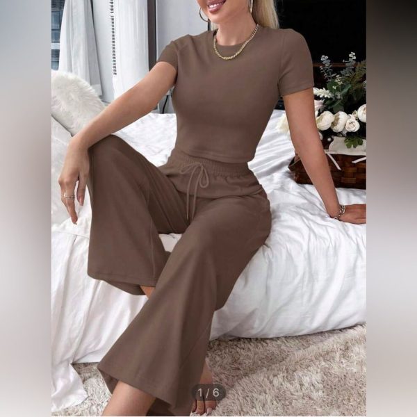 Shein Pants & Jumpsuits | Brown Two-Piece Shein Lounge Set | Color: Brown | Size: S