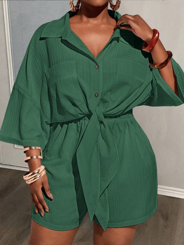 2pc Set - Casual All-Match Loose Pocket Drawstring Top And Shorts, Versatile Daily Wear, Elegant Beach Outfit