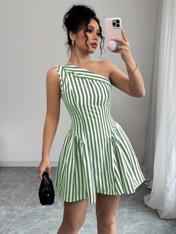 Women Striped Sleeveless Casual Short Jumpsuit