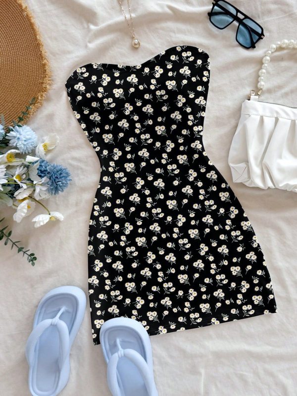 Women's Casual Vacation Bodycon Mini Dress, Suitable For Summer Holiday, Ditsy Floral,Summer Dresses For Women,Summer Dresses For Women