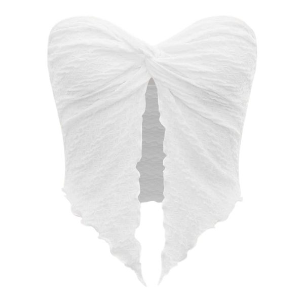 Shein Tops | Shein Y2k Twist Split Hem Tube Top | Color: White | Size: M