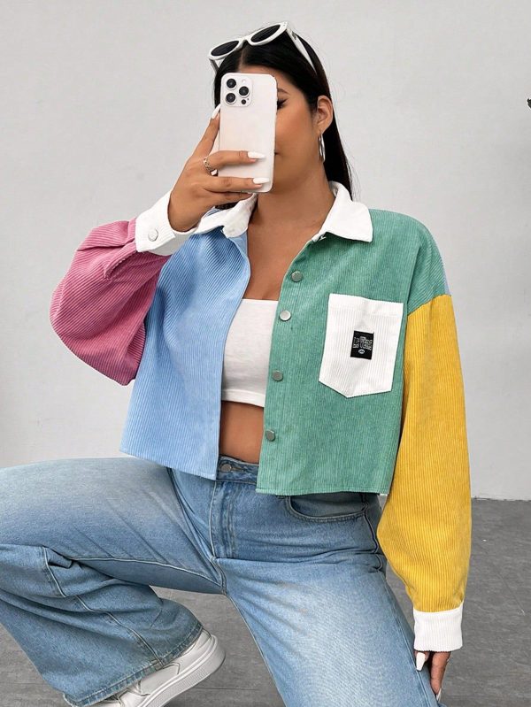 Women's Contrast Color Woven Open-Front Jacket