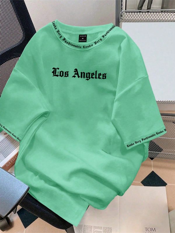 Solid Color English Letter Printed Short-Sleeved Round Neck T-Shirt, Suitable For Daily Wear, Going Out, Leisure, Sports, School, Travel, Family Gatherings And Other Occasions. Can Be Worn By Both Men And Women, Short-Sleeved T-Shirt, Summer T-Shirt. Multiple T-Shirts Can Be Given As Gifts To Family Members.