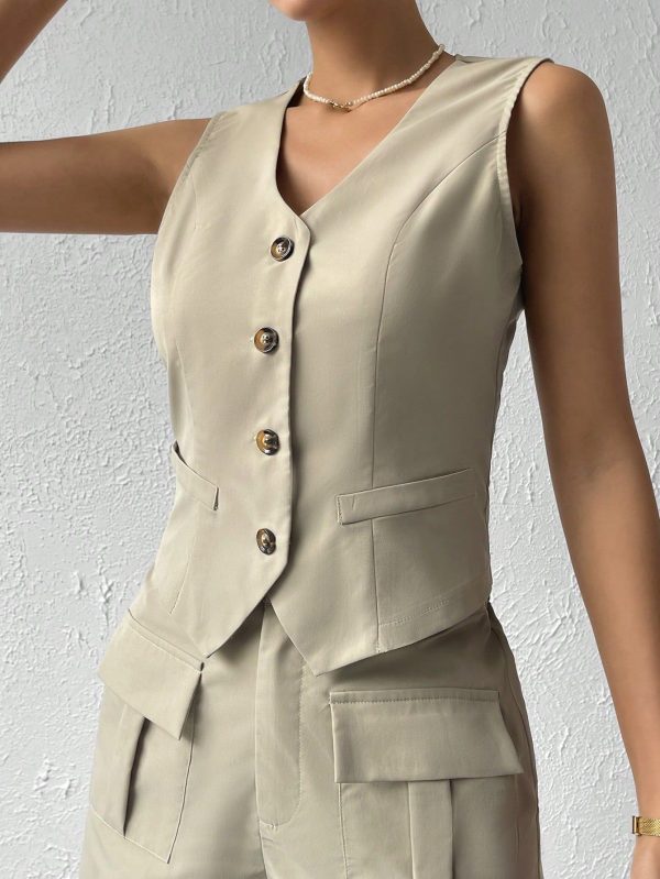 Solid Button Front Waistcoat