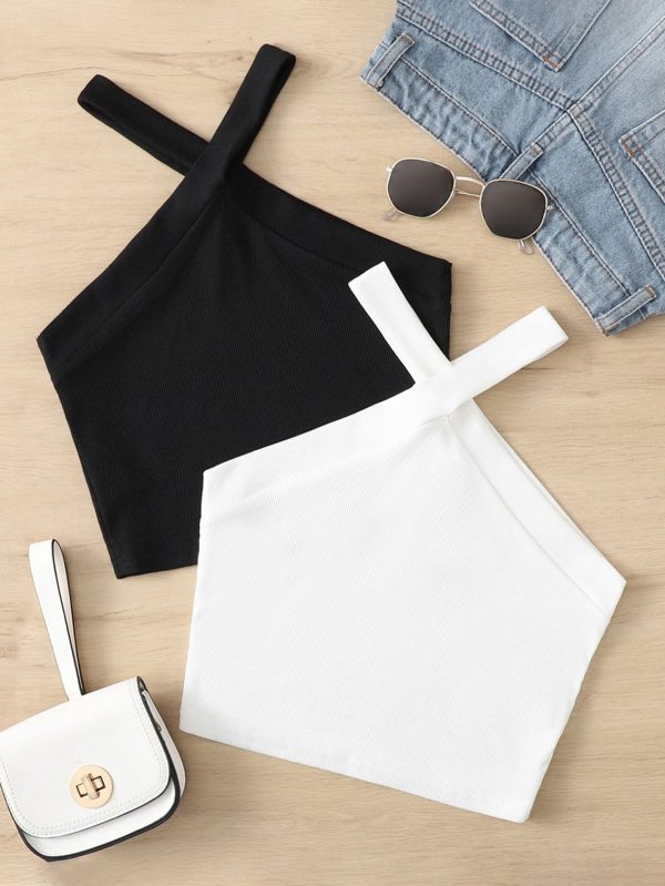 Teen Girls Crisscross Halter Crop Top