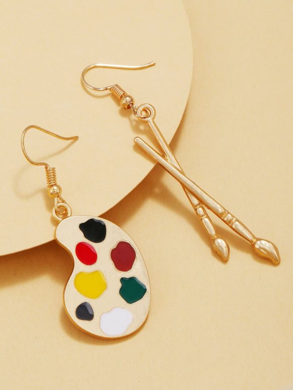 Paintbrush & Palette Mismatched Drop Earrings