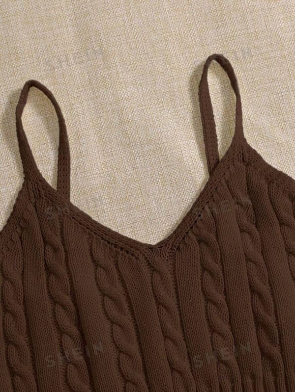 Chiquease Women's Solid Color Casual Loose Knit Camisole Top, Autumn/Winter