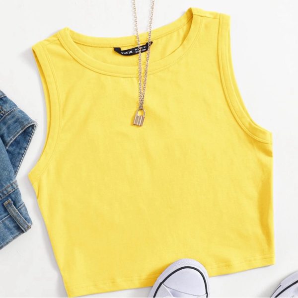 Shein Tops | Nwt Yellow Cropped Tank Top | Color: Yellow | Size: M