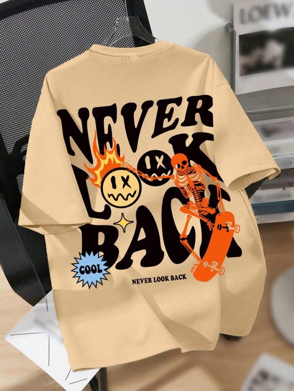 Teen Boy Casual Simple Letter & Print Short Sleeve T-Shirt, Suitable For Summer