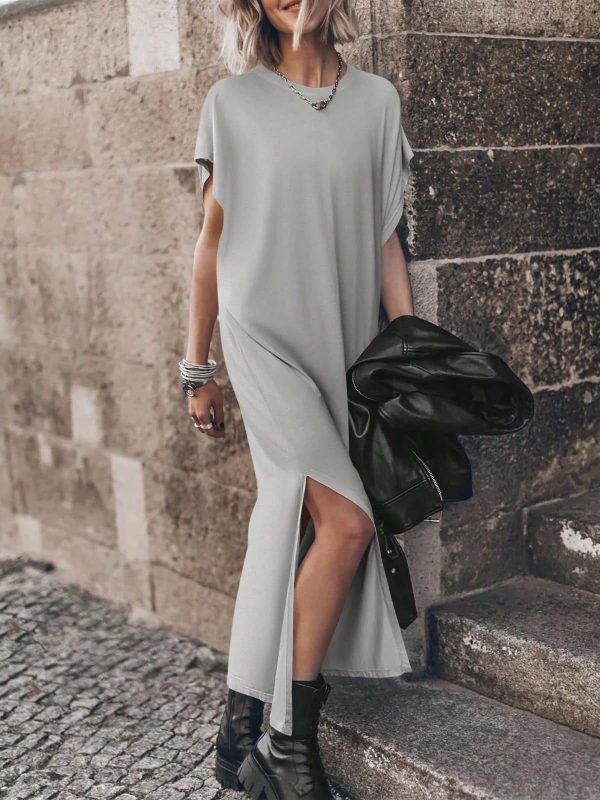 Women's Summer Maxi Dress T-Shirt Cap Sleeve Crewneck Casual Loose Long Beach Vacation Dress