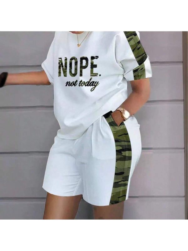 Women's 2 Piece Short Sets   Printed Short Sleeve Top & Shorts With Pockets  Casual Outfits