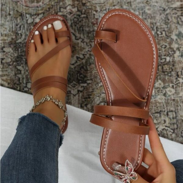 Shein Shoes | Shein Strapy Sandals Size 7 Rust Brown | Color: Brown | Size: 7