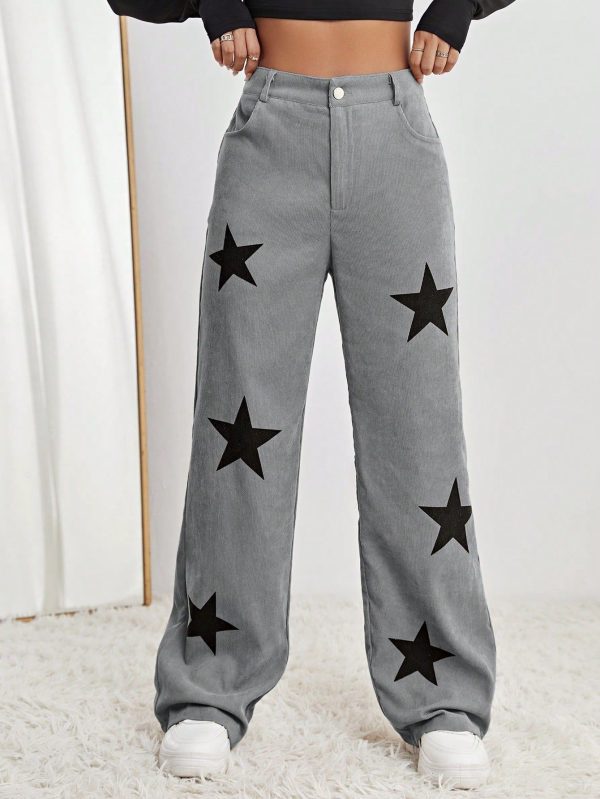 Star Print Wide Leg Pants