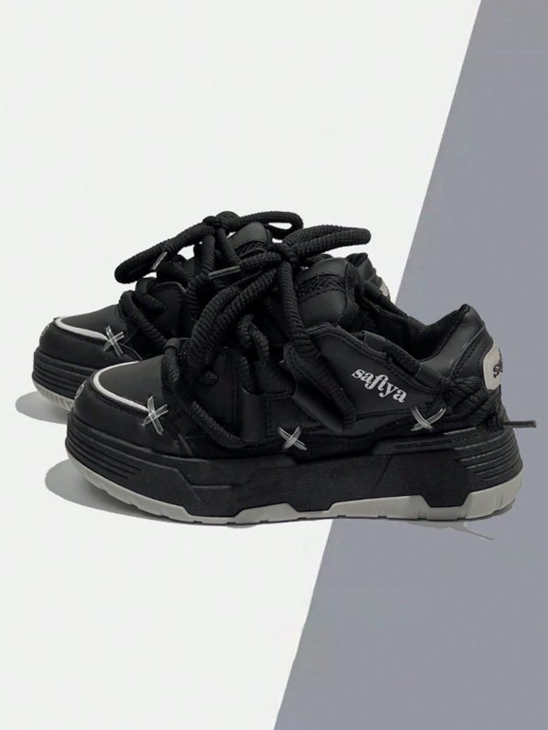 New Fashion Lightweight Outdoor Comfortable Casual Sports Shoes, Women's Chunky Sneakers With Laces