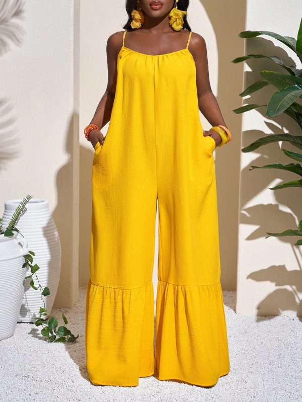 Solid Color Casual Jumpsuit, Minimalist Fashion Everyday Wear, Spring/Summer