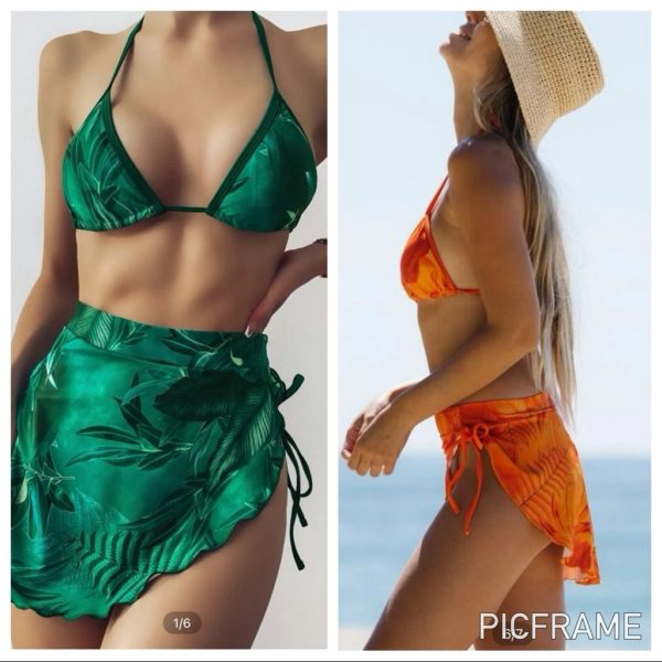 Shein Swim | 3/$25 Shein Bikini Sale Green Three Piece Bikini | Color: Green | Size: M