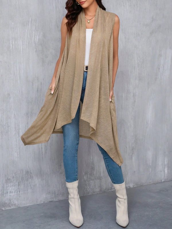 Elegant Women's Vest-Style Cashmere Coat With Asymmetrical Hem Fall Women Clothes Fall Women Clothes