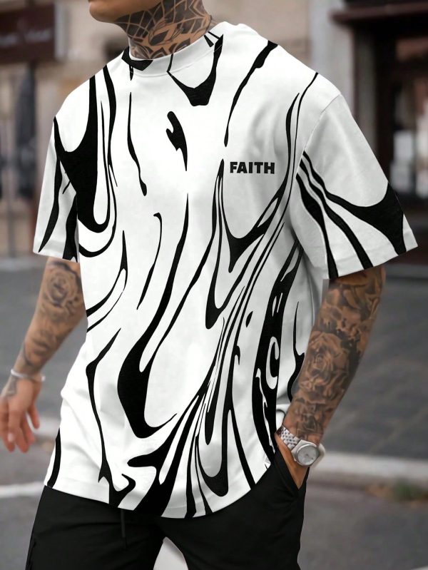 Men Animal Print Fashion Print Street Loose Short Sleeve T-Shirt, Street Wear, Boyfriend Gift
