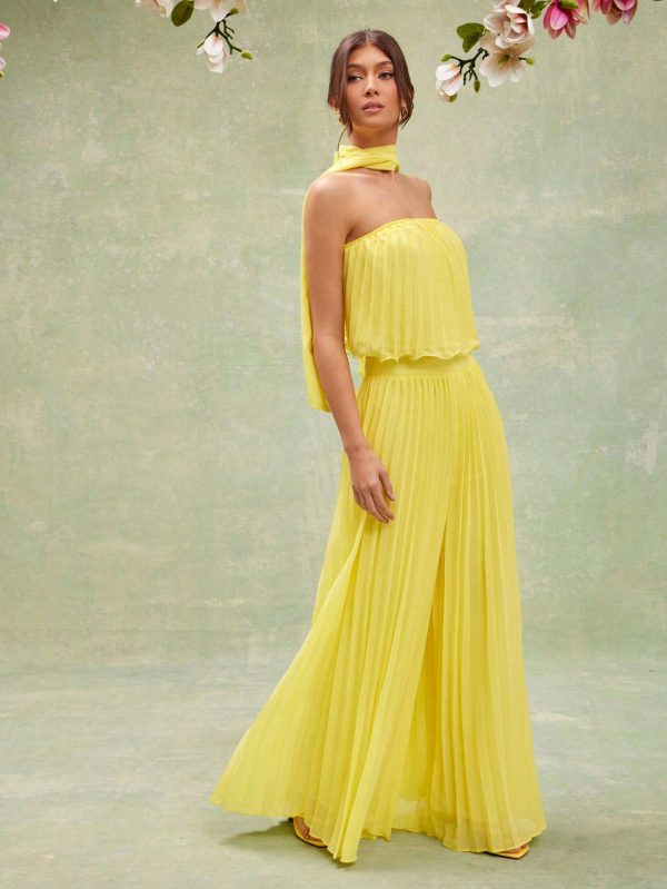 Elegant Solid Pleated Wide Leg Pants For Summer