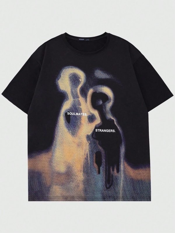 Men's Vintage Street Scene People Thermal Image Graphic Short Sleeve T-Shirt, Summer