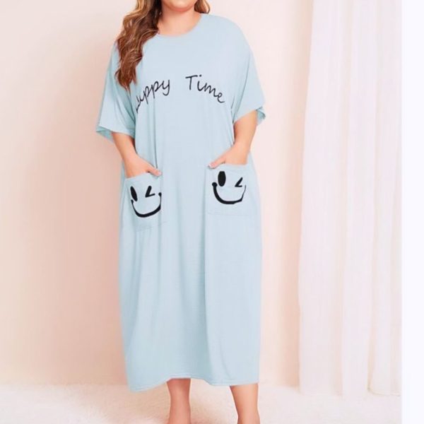 Shein Intimates & Sleepwear | Shein “Happy Time” Plus Size Nightdress | Color: Gray | Size: Xl