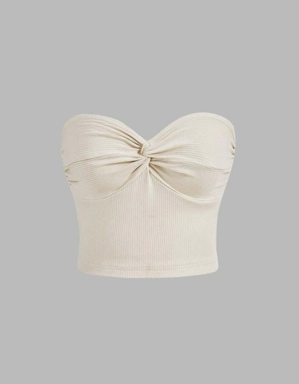 SHEIN MOD Twist Front Ribbed Knit Tube Top | SHEIN UK