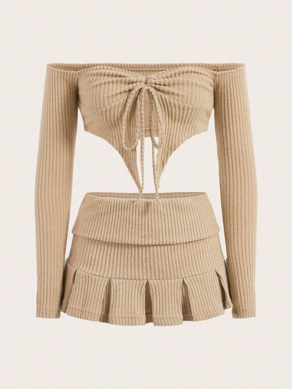 Solid Color Ribbed Knit Set