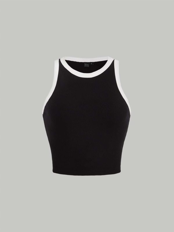 Contrast Binding Crop Tank Top
