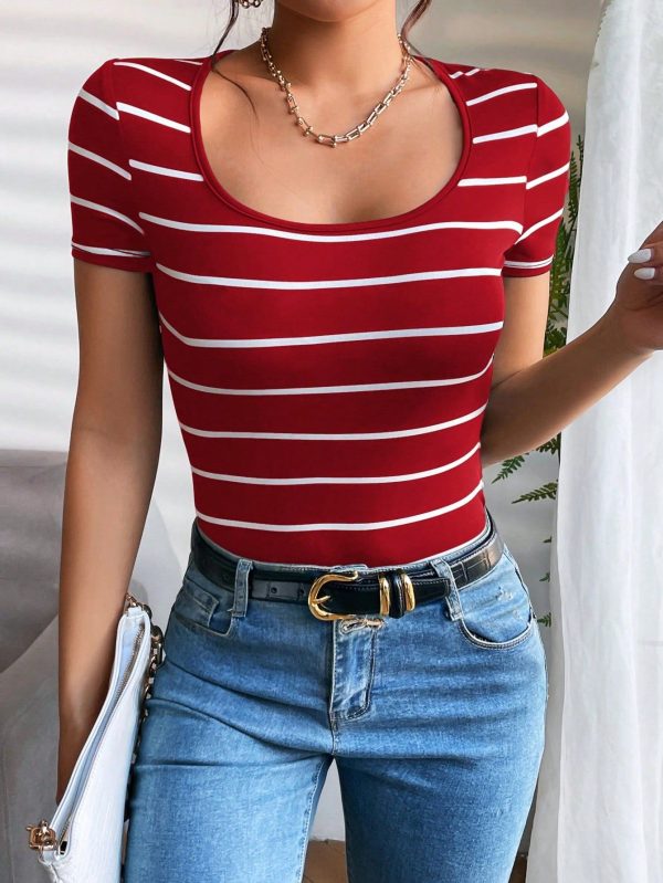 Striped Scoop Neck Tee