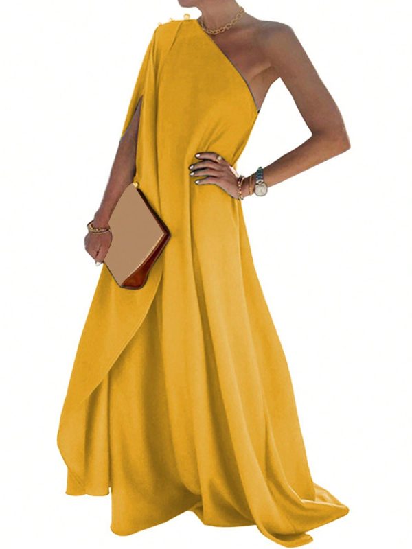 Women Dresses, Sleeveless Off Shoulder Solid Color Casual Party Summer Spring Long Dress
