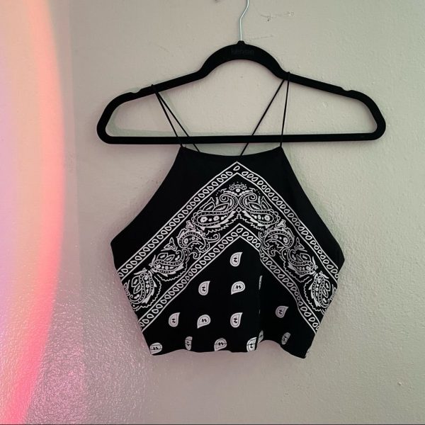 Shein Tops | Bandanna Crop Top | Color: Black/White | Size: 1x