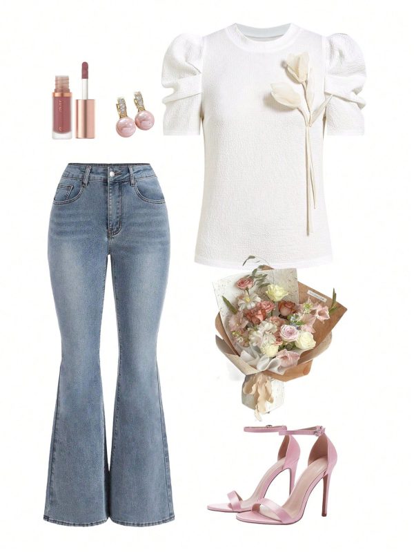 Tulip Puff Sleeve Casual Summer Blouse, Simplistic And Stylish