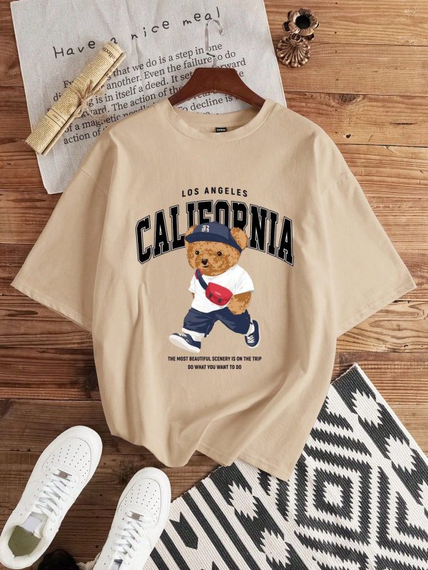 Plus Size Men's Khaki Crew Neck Short Sleeve T-Shirt