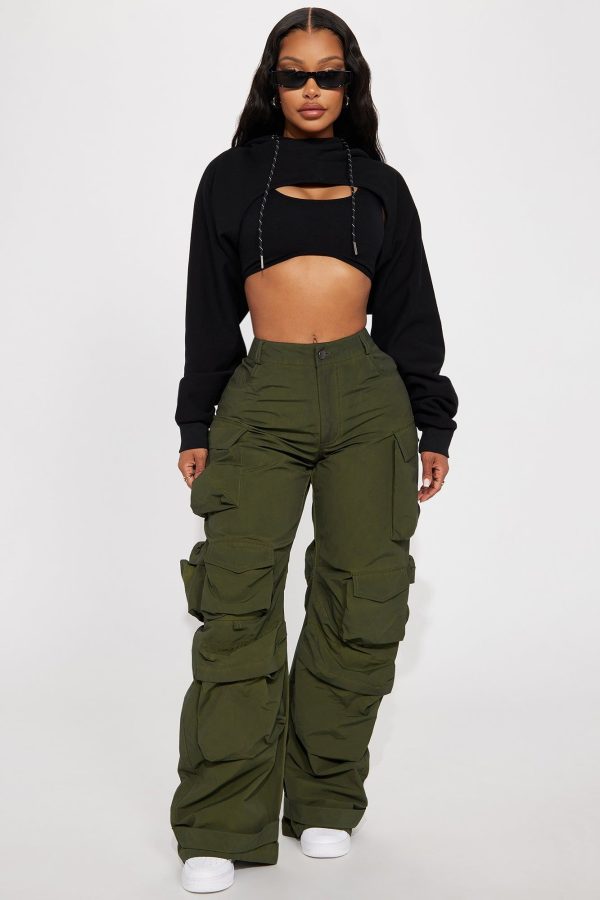 Talk It Up Oversized Distressed Washed Cargo Pant - Olive | Fashion Nova