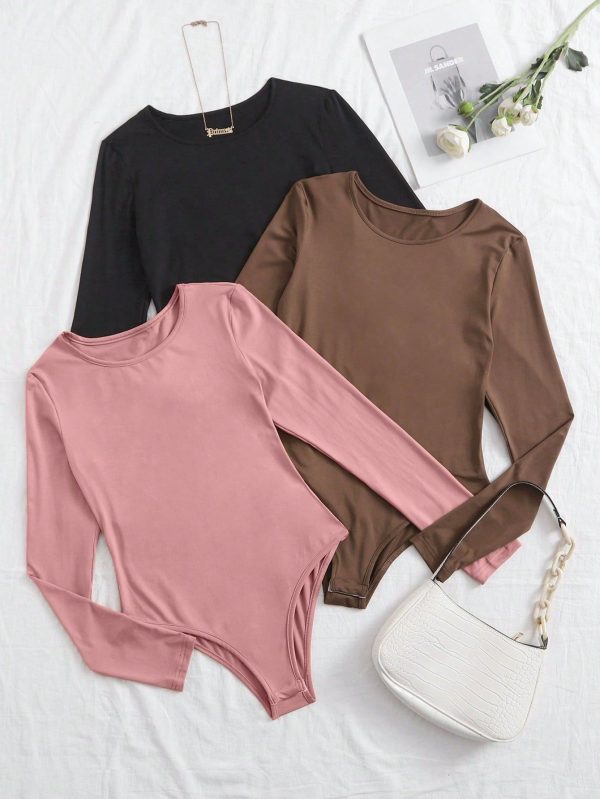 3pcs Solid Tee Bodysuit