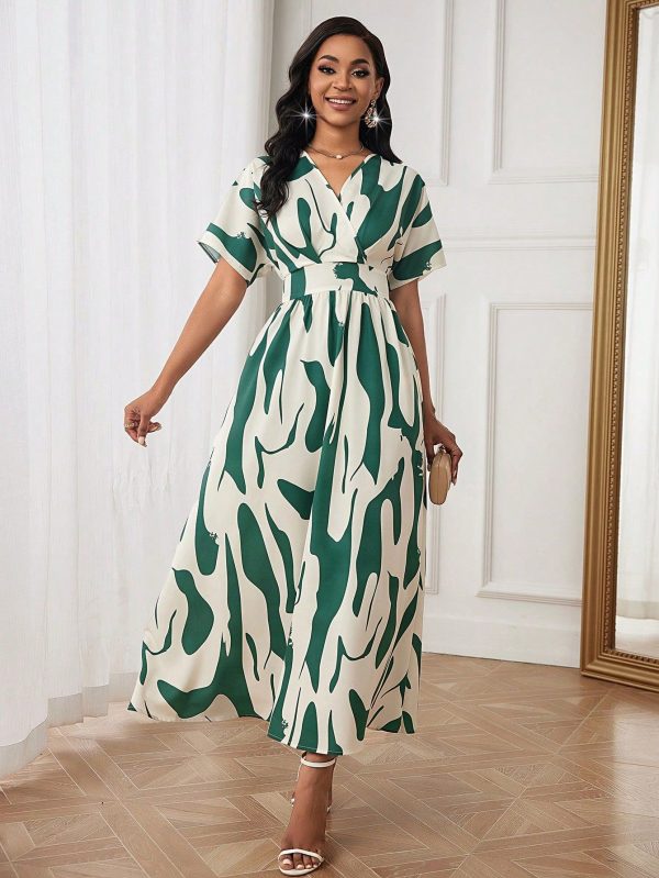 Women's Random Printed Batwing Sleeve Dress Maxi Women Outfit