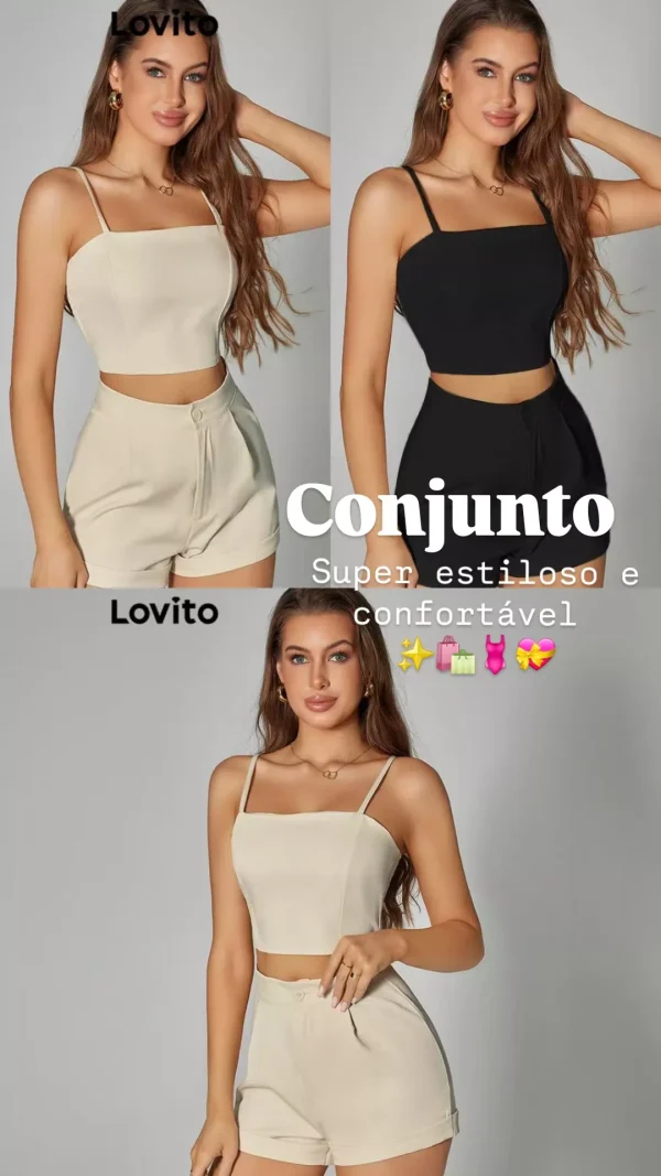 conjunto feminino liso de shorts