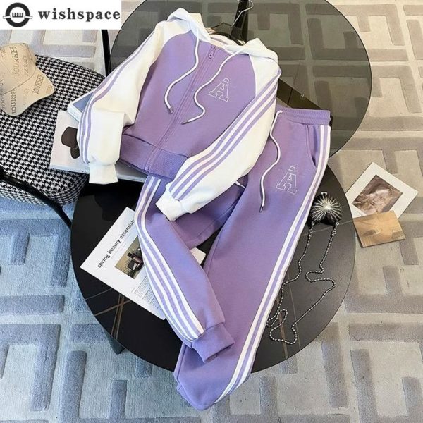 Fashion Sports Suit for Women in Spring and Autumn New Korean Version High-end Feel Hooded Top