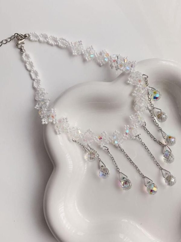 Andkiss Water-drop Charm Beaded Choker