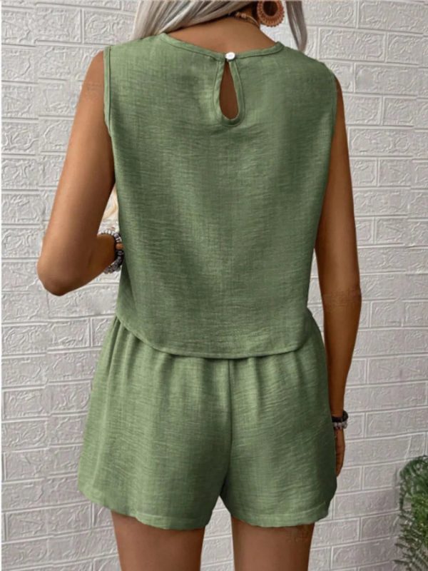 Round Neck Sleeveless Top and Shorts Set