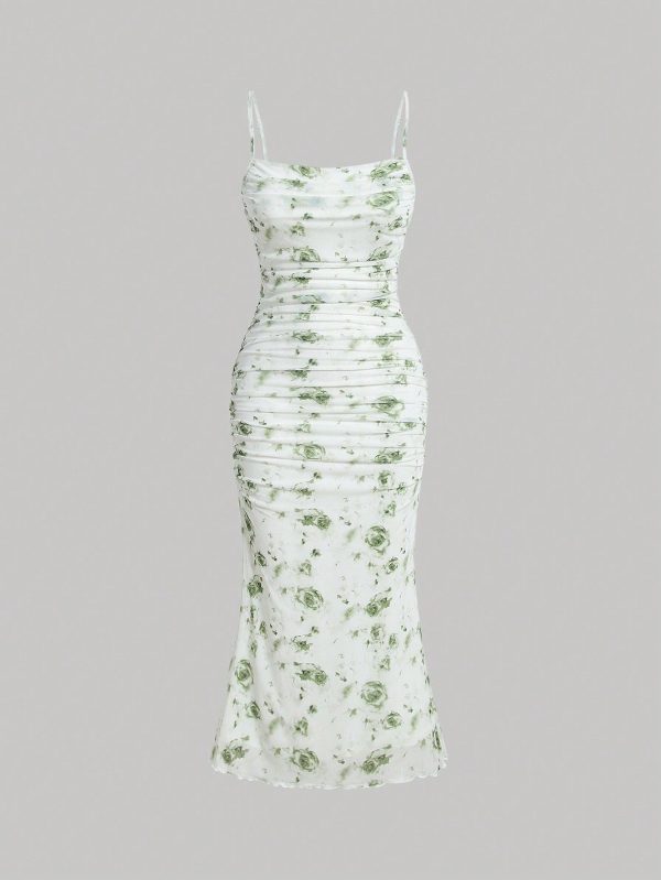 Floral Print Ruched Cami Dress