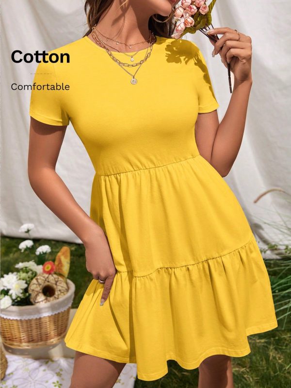 Solid Ruffle Hem Dress
