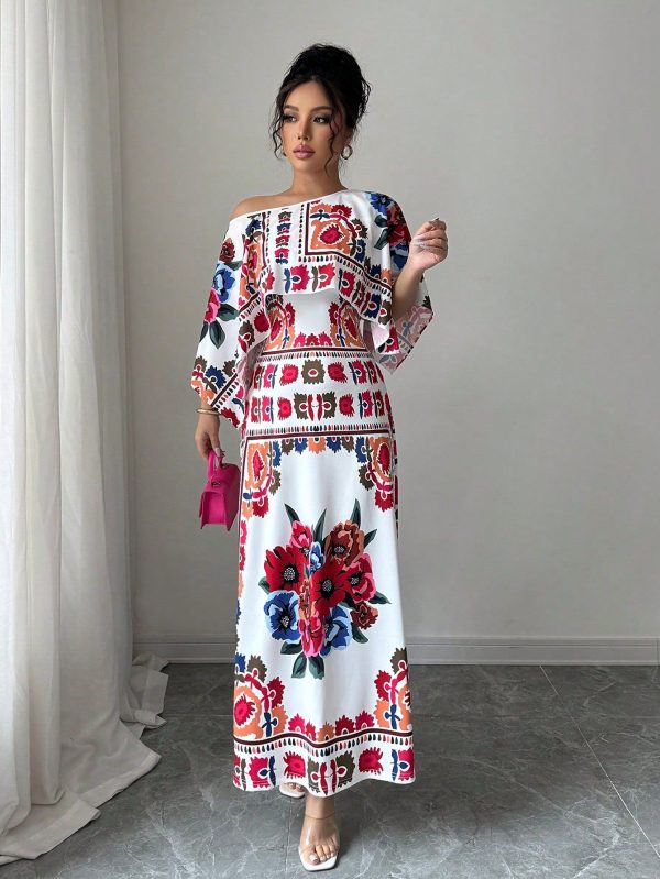 Women's Long Elegant Printed Dress, Minimalist & Fashionable, Suitable For Summer