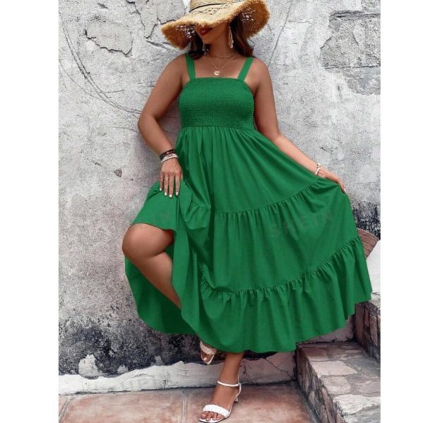 Shein Dresses | Midi Tiered Emerald Green Sundress 1xl Nib | Color: Green | Size: 1xl (U.S. Size 14)