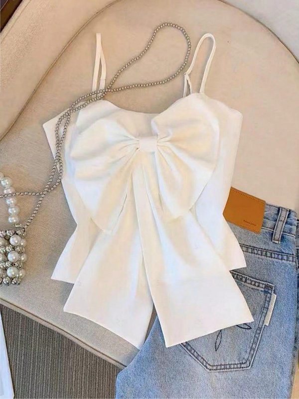 Elegant And Charming Women's Short Bow-Knot Camisole For Summer