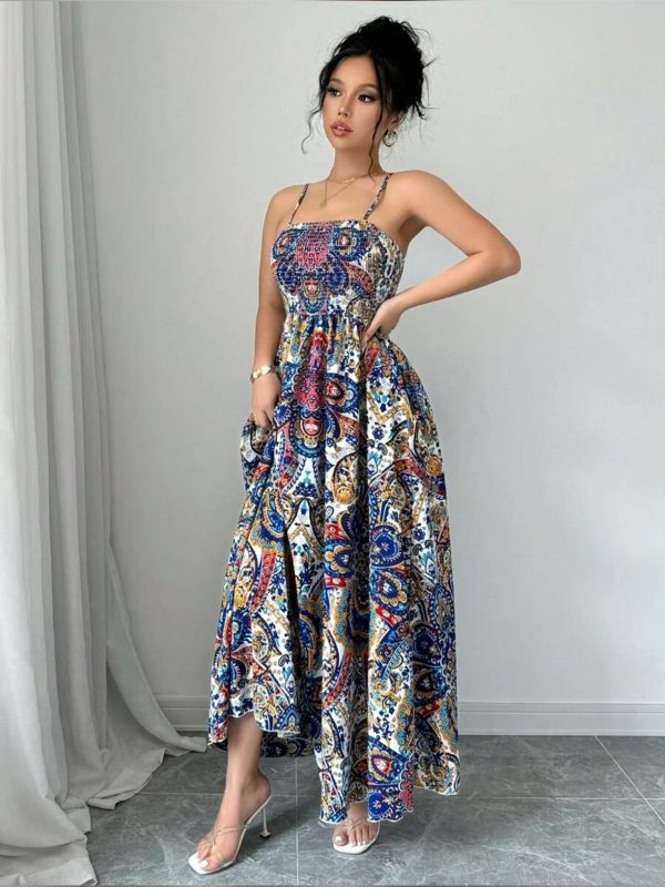 SHEIN Holidaya Paisley Print Spaghetti Strap Dress