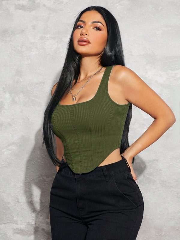 Women's Solid Color Camisole Tank Top, Fashionable For Summer