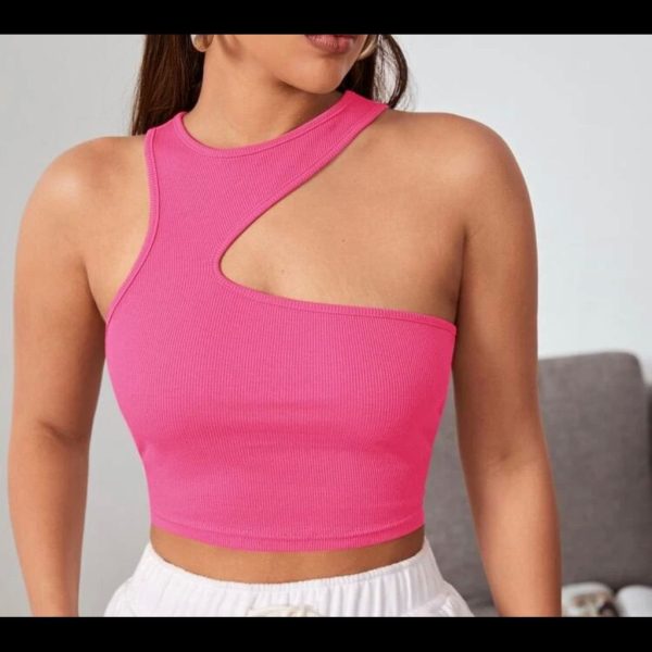 Shein Tops | Pink Asymmetrical Crop Top | Color: Pink | Size: Xs