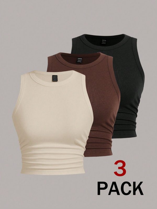 Multi-Color Knitted Women Tight-Fitting Tank Top